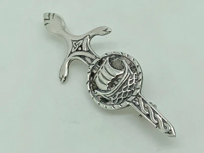 £39.99 • Buy John Hart Vintage Sterling Silver Iona Sword & Viking Ship Shield Brooch