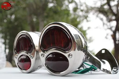 Model A Stainless Taillamp Stop Lens Chrome Bracket Set Custom Truck Hot Rat Rod • $103.18