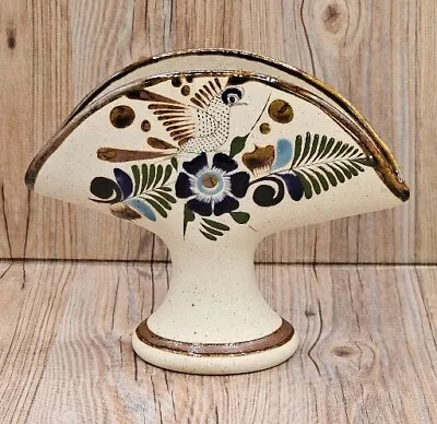 Mexican Pottery Fan Shaped Taco Or Napkin Holder Hand Painted Bird Tonala Style • $17.99