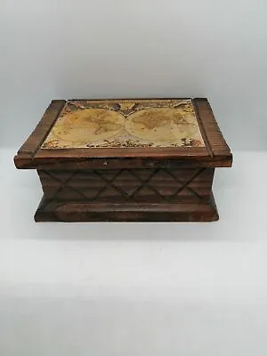 Vintage SPAIN Wood Handmade Mini Trunk Chest World Map *NUMBERED Ltd Jewelry Box • £44.04