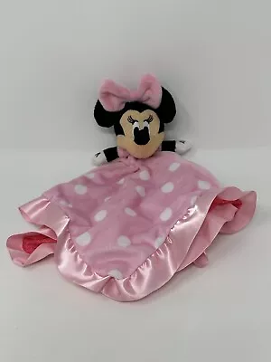 Disney Baby 13  X 13  Pink White Satin Edge Minnie Mouse Lovey Security Blanket • $10
