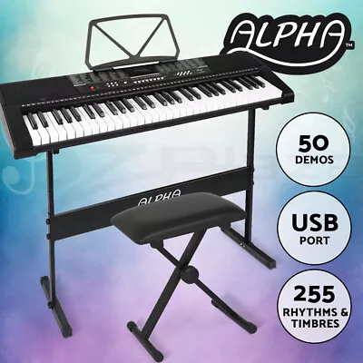 Alpha 61 Keys Electronic Piano Keyboard Digital Electric W/ Stand Stool Speaker • $169.95