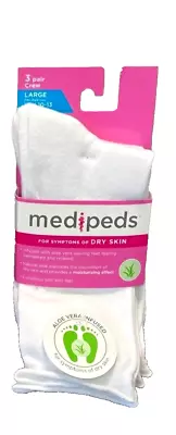 Medipeds Women's Aloe Vera Infused Crew Socks For Dry Feet Size 10-13 3 Pair New • $13.99