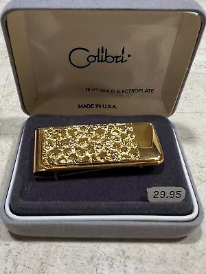 VINTAGE Colibri Men's Money Clip 18 K Gold Electro Plated In Box Heavy • $49.99