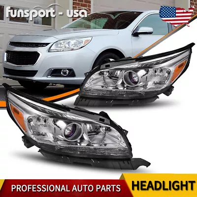 Projector Headlights Assembly W/ Bulbs For 2013 2014 2015 Chevy Malibu Chrome • $136.88