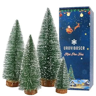 Bottle Brush Trees Christmas 4 Pcs Mini Christmas Tree Miniature Green • $22.62