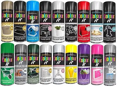 Colour It Aerosol Spray Paint Gloss Matt Metallic Wood Metal Plastic 200ml-400ml • £5.99