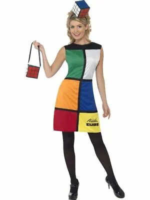 Ladies Rubik's Cube Fun 80's Fancy Dress Up Costume Hen Night Party Halloween • £36.93