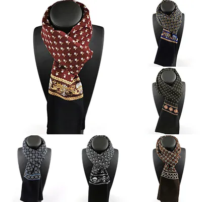 Men Winter Neckerchief Soft Keep Warm Silk Scarf Shawl Printed Neck Wrap Scarves • £6.77