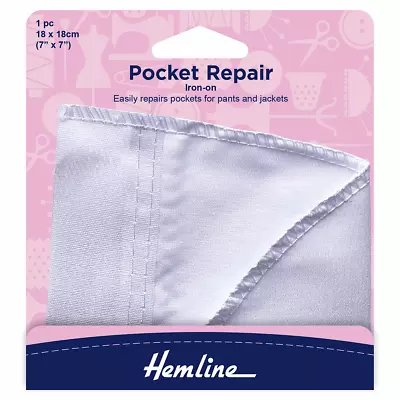 £2.50 • Buy Hemline Iron-On Pocket Repair Jacket Trouser White Size 18 X 18cm
