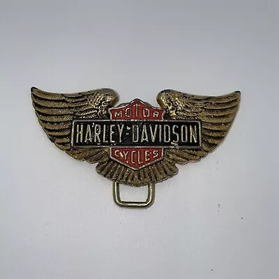 Vintage HARLEY DAVIDSON Brass Eagle Wings Logo Belt Buckle 4.5   No Belt Prong • $22.98