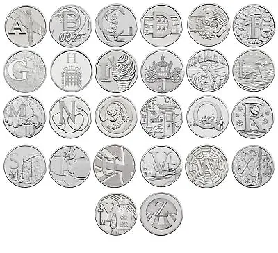 2018 2019 A-Z Alphabet 10p Ten Pence Coin Angel Bond Fish Oak NHS Robin Tea Web • £4.30