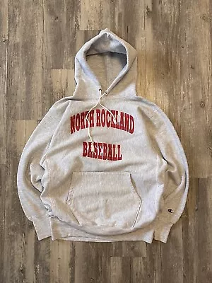 Vintage 90s Champion Reverse Weave Rockland NY Baseball Hoodie Sz XL VTG RARE • $111.11