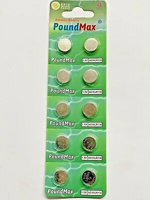 10 X Super Button Cell LR1130 LR54 1.5v PoundMax ALKALINE BUTTON Batteries • £2.29