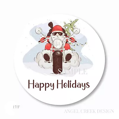 30 Motorcycle Santa Happy Holidays Scrapbook Stickers 1.5  Envelope Seals Labels • $2.20