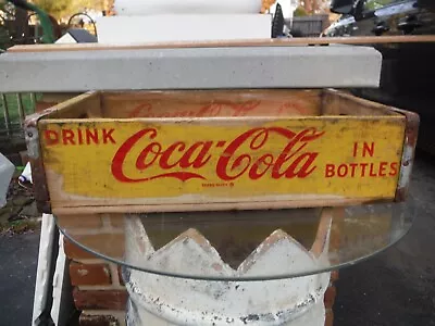 Yellow/red Vintage Coke Coca Cola Wood Crate Carrier 1965 Chattanooga Well Worn • $25