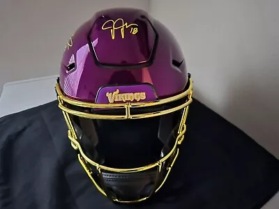 Justin Jefferson Jordan Addison DUAL SIGNED Speedflex Helmet Minnesota Vikings • $1200