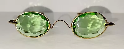 Vintage Very Unique Gold Frame Wire Rim Prism Lens Kaleidoscope Green Sunglasses • $9.99