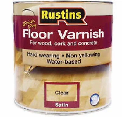 1ltr Rustins Clear Quick Drying Water Based Floor Varnish Satin AFCS1000 • £23.98