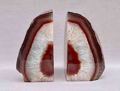 Gorgeous Vintage Banded Agate Geode Bookends • $49.99