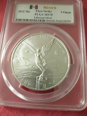  $$ REDUCED$$-5 Oz Silver Mexico Libertad Coin First Strike -  • $525