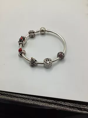Pandora Silver Bracelet + Christmas Charms + Disney Mickey & Minnie Mouse 925 • $33