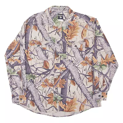 WOOD'N TRAIL Woodland Camo Mens Shirt Beige Long Sleeve L • £9.99