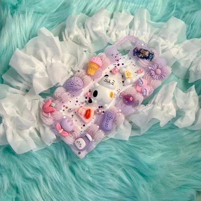 $45 • Buy White Cat Decoden Phone Case Handmade Diy