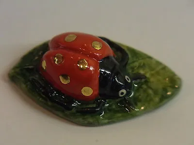 New Wade Whimsie Le 20 Red Gold Spots Lady Bird Bug On Leaf • £24.99