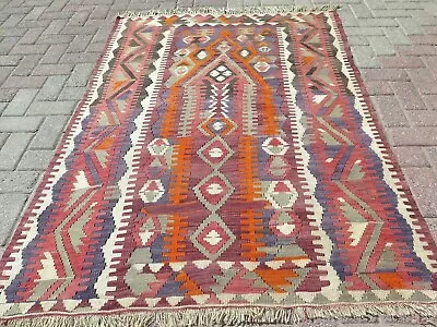 Vintage Rug Turkish Kilim Rug Area Rugs Wool Rug HandmadeBedroom Rug 46 X65  • $471.51