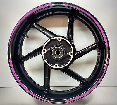 Pink Tapered Motorcycle Wheel Rim Tape Stickers Decal 10mm Width 003 • $11.31