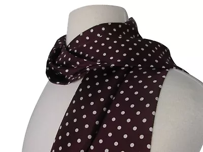 New Men's Designer Burgundy Scarf With White Polka Dot Dress Scarf • £13.99