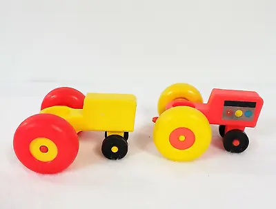 Vintage Fisher Price Little People Yellow Tractors Red Yellow 1970s-80s • $10.17