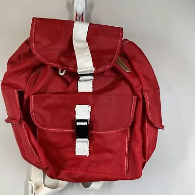 YAK PAK Vintage 1990s Red Nylon Backpack Rucksack Drawstring Buckle Bag Y2K • $89.99