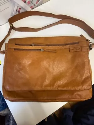 ROWALLAN Tan Leather Messenger Bag With Removeable Laptop Sleeve - CG E15 • £25