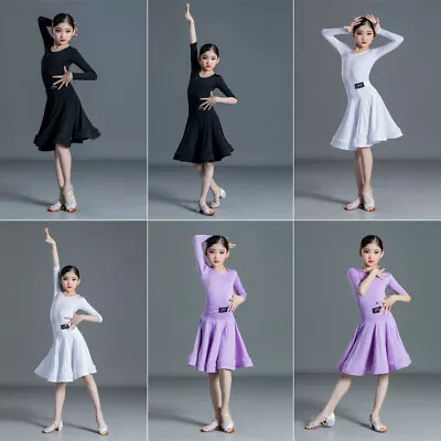 Girls Latin Dance Swing Skirt Dress Leotard Set Ballroom Gymnastics Dancewear • $48.39