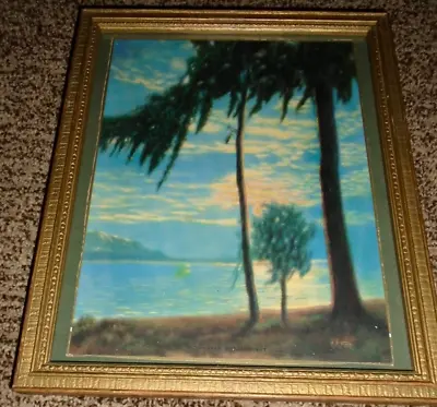 R. Atkinson Fox Trees Water Hills Sun Set 11 X8.75  Framed Print 1920s • $79.99