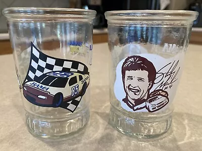 2 VTG Bama Jelly Jars RACE CAR 8oz. Juice Glasses SHANE HALL STERLING MARLIN • $3.99