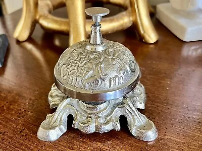 Ornate Metal Artisan Table Desk Bell Hotel Service Counter Call Bell Silver 4” • $38