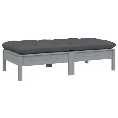 2-Seater Garden Sofa With Cushions Grey Solid Pinewood • $156.28