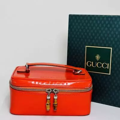 GUCCI  Bamboo Line  Vanity Bag Old Vintage Handbag Oranege Color Rare Used  • $184