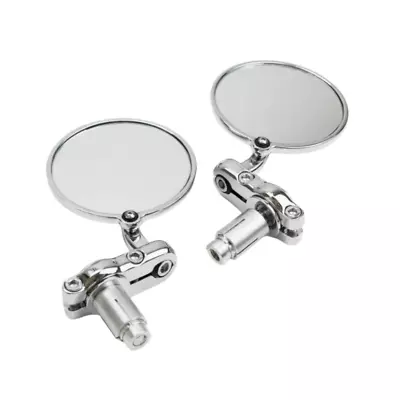 3  Chrome Convex Round 7/8  HANDLE BAR END MIRRORS For CAFE RACER BOBBER Custom • $19.89