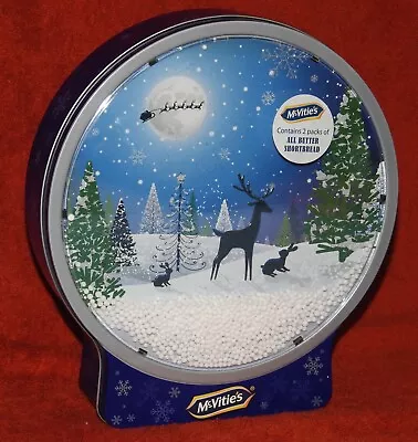 TIN - McVities Christmas Scene Snow Effect Souvenir Collectable 22cm (empty) • £5.50