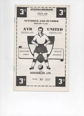 Ayr Utd V Dunfermline 24th October 1959 Scottish League Division 1 • £2.49