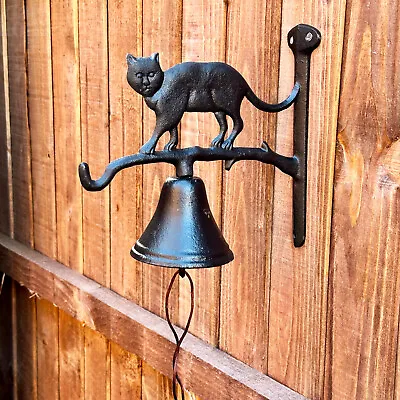 Cat Door Bell Antique Cast Iron Animal Heavy Wall Mounted Country Knocker Decor • £18