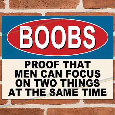 £3.95 • Buy BOOBS Funny Metal Signs Rude Joke Wall Novelty Man Cave Garage Plaque Tin Sign