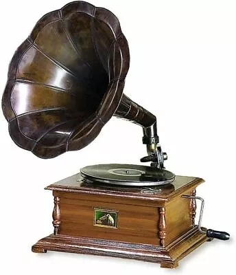 Vintage Antique Working Gramophone-Phonograph Look Functional Replica Brass Horn • £259.44