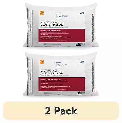 (2 Pack) Mainstays Memory Foam Cluster Bed Pillow Standard Queen • $17.92