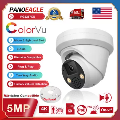 Hikvision Compatible 5MP ColorVu IP Camera Two Way Speaker Audio CCTV Home Lot • $14.16