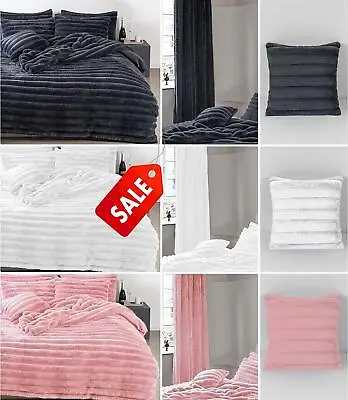 New Teddy Fleece Duvet Cover Pillowcase Cushion Covers V-Pillow Case & Curtains • £39.85